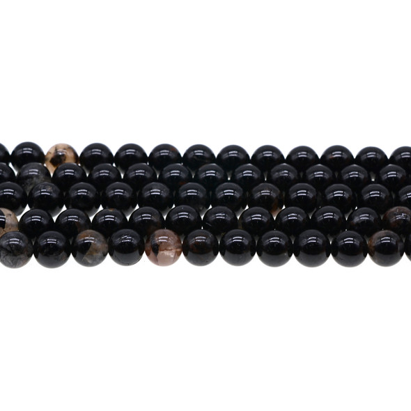 Black Tourmaline with Quartz Round 8mm - Loose Beads