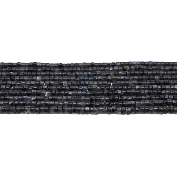 Larvikite Black Labradorite Heishi Sliced Tube 4mm x 4mm x 2mm - Loose Beads