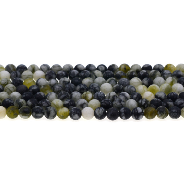 Green Vein Jasper Round Frosted 6mm - Loose Beads