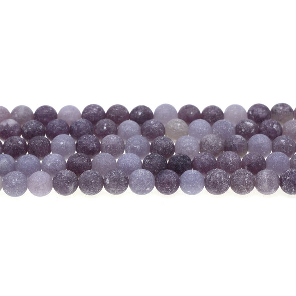 Lepidolite A Round Frosted 8mm - Loose Beads