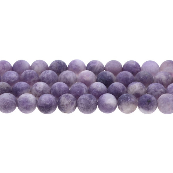 Lepidolite A Round Frosted 10mm - Loose Beads