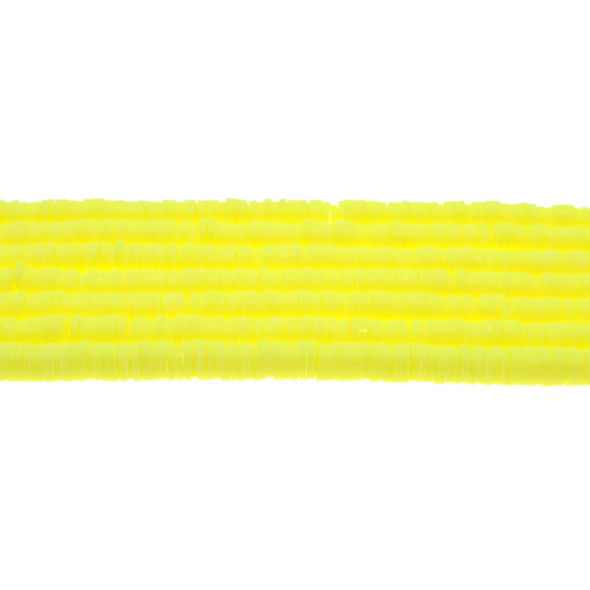 Fimo Polymer Clay Heishi Spacers 6mm Neon Yellow - Sold per 3 Strands