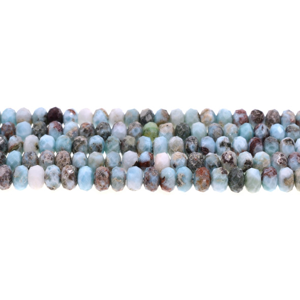 Larimar Roundel Faceted Diamond Cut 8x8x5mm - Loose Beads