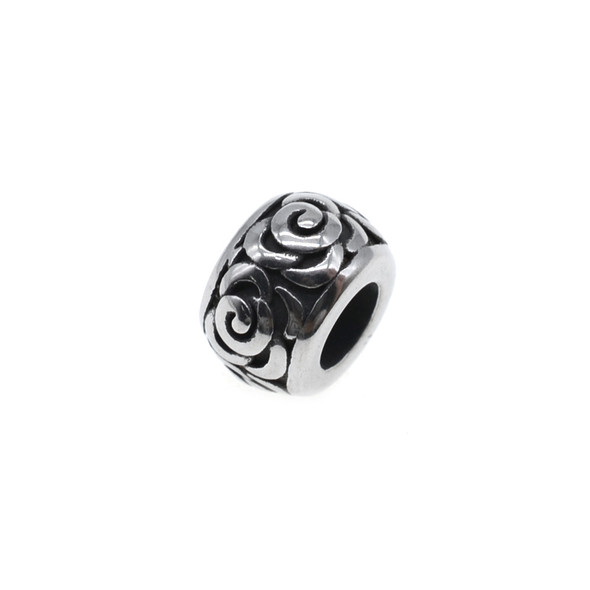 Stainless Steel Cast - Roses Large Hole Bead Spacer 11.7x7.5mm (Pack of 2)