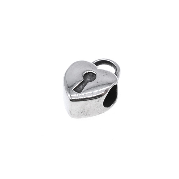 Stainless Steel Cast - Heart Locket Large Hole Bead Spacer 14.7x10x6.6mm (Pack of 2)