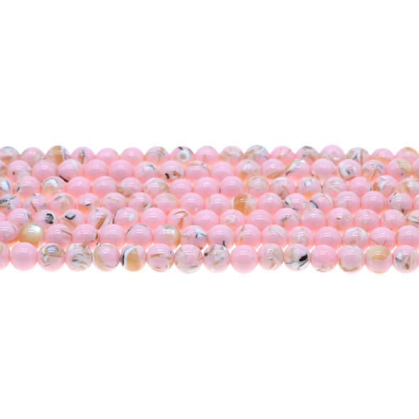 Stabilized Turquoise with Australian Seashell Round 6mm - Pink - Loose Beads