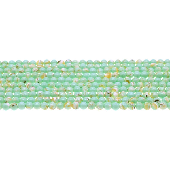 Stabilized Turquoise with Australian Seashell Round 4mm - Antique Green - Loose Beads