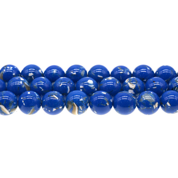 Stabilized Turquoise with Australian Seashell Round 12mm - Navy Blue - Loose Beads