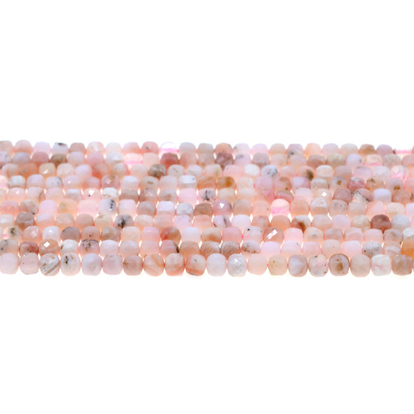 Pink Opal Cube Faceted Diamond Cut 4mm - Loose Beads