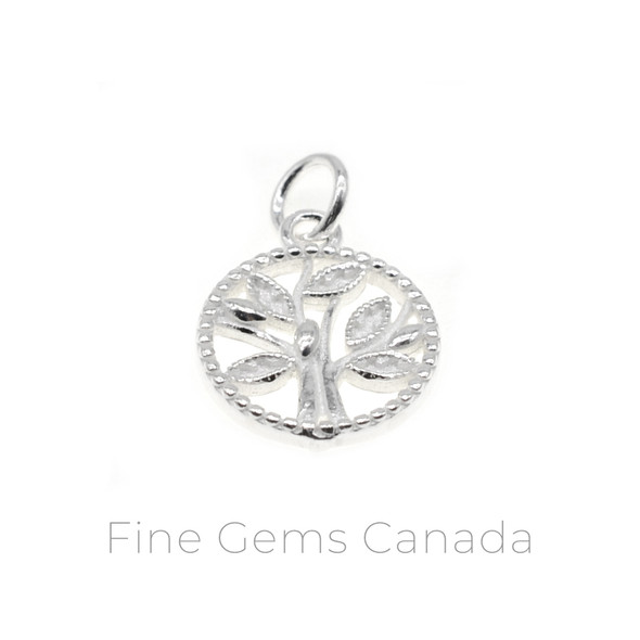 Tree of Life Circle Charm with Ring (13.7x20mm) - 2/pack - 925 Sterling Silver