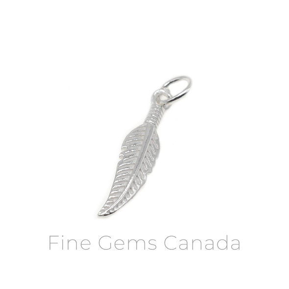 Feather Charm with Ring (5x25mm) - 6/pack - 925 Sterling Silver