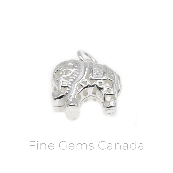 Elephant Charm with Ring (14.4x19mm) - 2/pack - 925 Sterling Silver