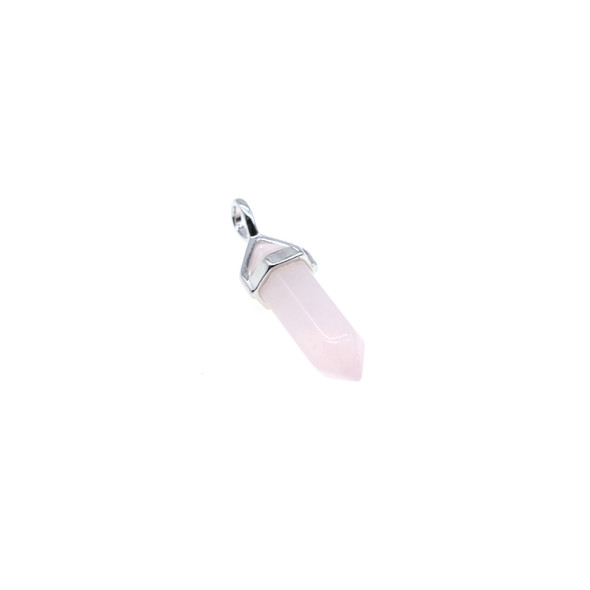 Stone Pen Pendant Part 7x30mm - Rose Quartz