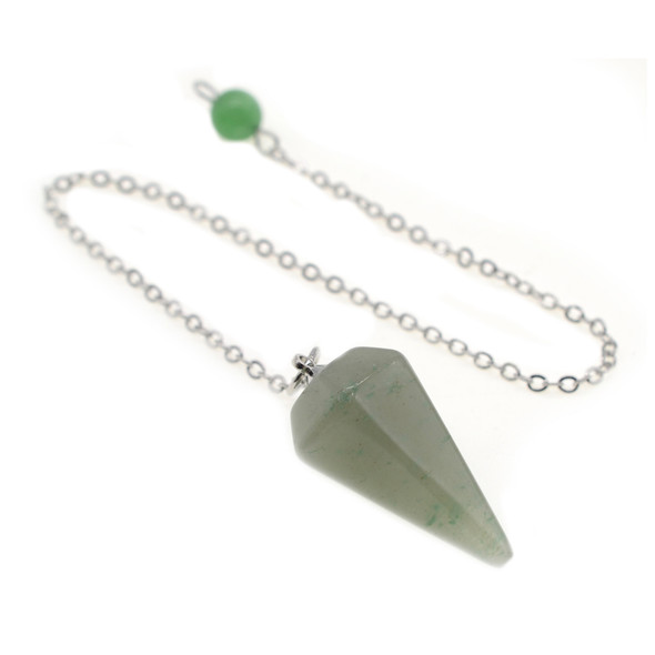 Stone Dowsing Pendulum Pendant with Chain 16x34mm (7 inch chain) - Aventurine