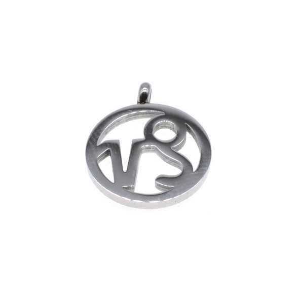 Stainless Steel Charm Zodiac Sign Capricorn 15mm
