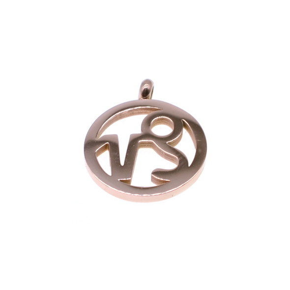 Stainless Steel Charm Zodiac Sign Capricorn 15mm - Rose Gold