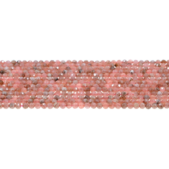 Rhodochrosite Round Faceted Diamond Cut 3mm - Loose Beads
