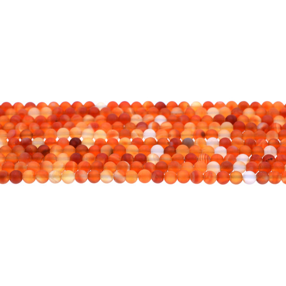 Carnelian Multicolor Round Frosted 4mm - Loose Beads