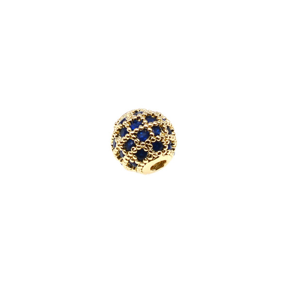8mm Microset Sapphire CZ Round Beads (Gold Plated)
