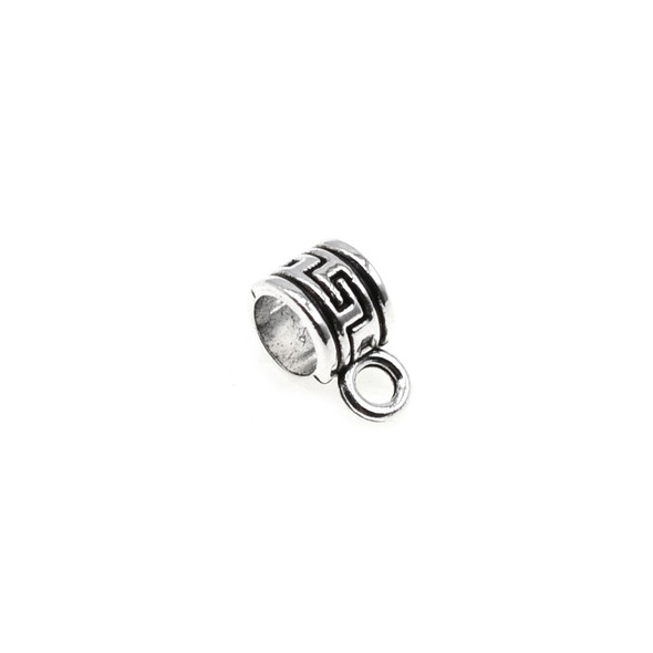 Pewter Greek Key Spacer with Ring - 6.5mm x 5.4mm x 10mm (4.6mm Hole) - 70/Pack