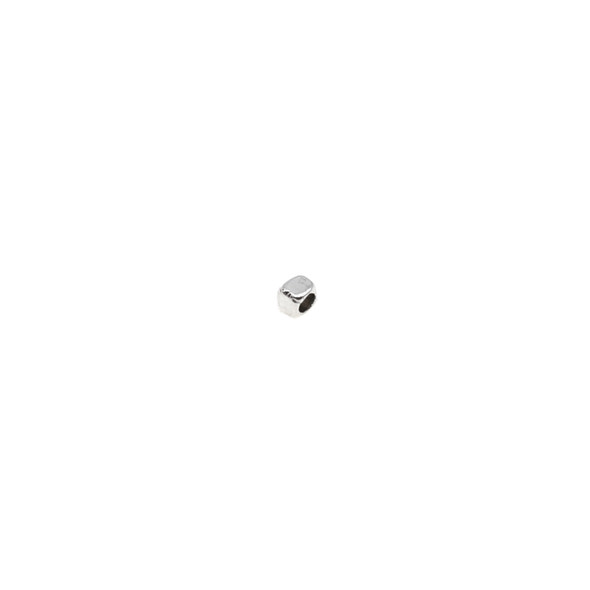 Pewter Rounded Cube Bead - 1.8mm (1.0mm hole) - 1000/Pack