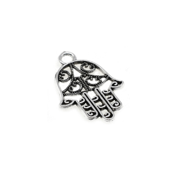 Pewter Double Sided Hamsa Hand Charm - 14.8mm x 21mm x 1.4mm - 50/Pack
