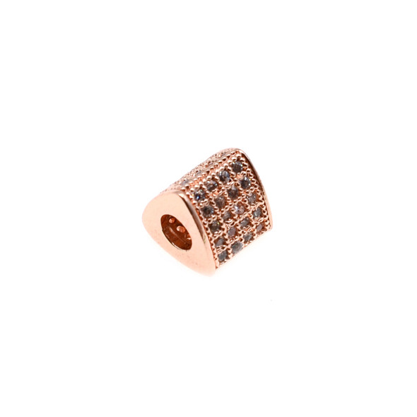 8mm x 7.5mm Microset White CZ Triangular Prism Spacer (Rose Gold Plated)