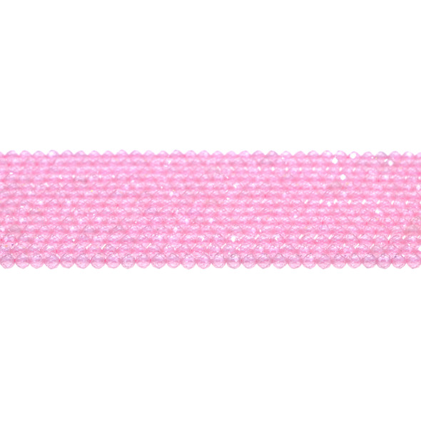 Cubic Zirconia (Light Pink) Round Faceted Diamond Cut 3mm - Loose Beads