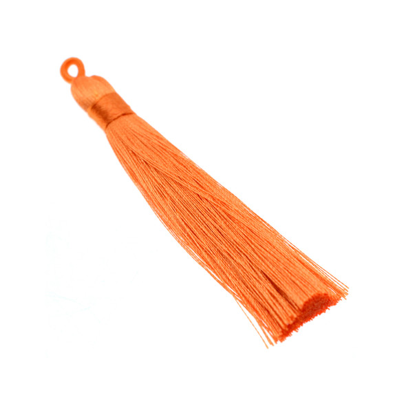 3.5 Inch Hand Made Tassel - Orange - 10/Pack
