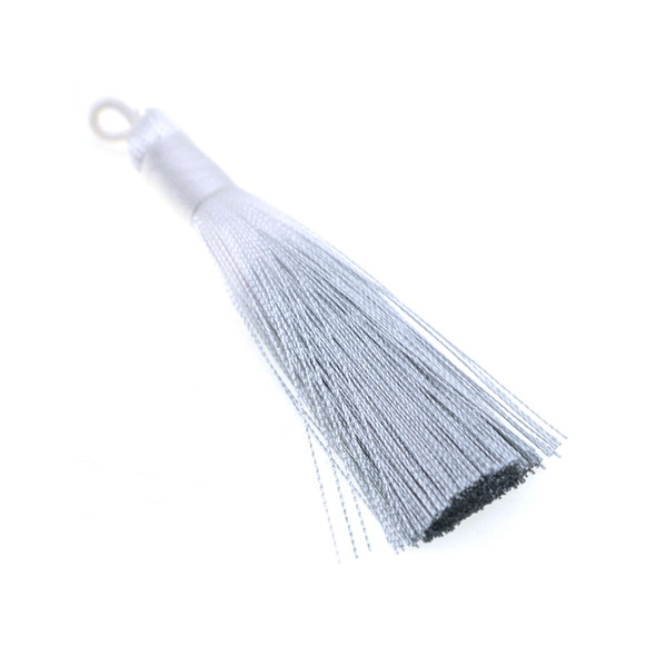 3.5 inch Hand Made Ombre Shaded Tassel - Light Grey - 10/Pack