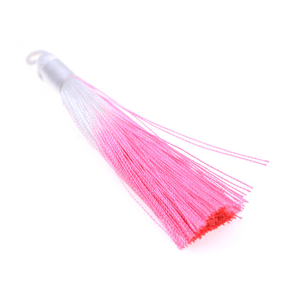 3.5 inch Hand Made Ombre Shaded Tassel - Flo Pink - 10/Pack