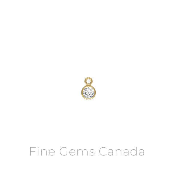 14K Gold Filled - 3mm White CZ Charm - 4/Pack