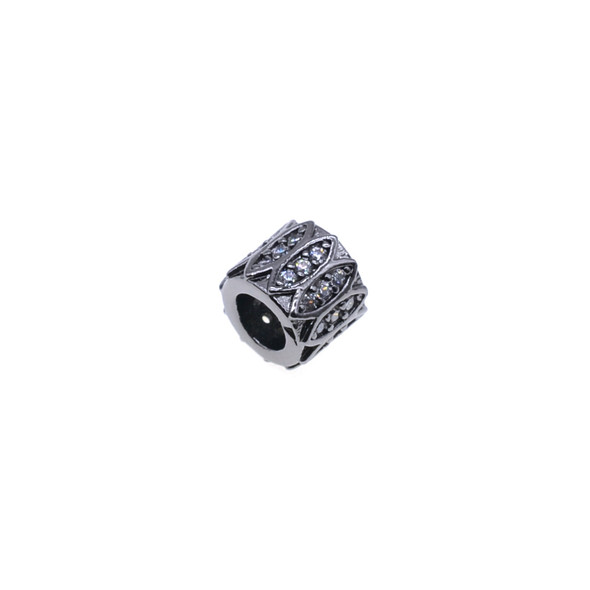 8x6.5mm Microset White CZ Design Pattern Spacer (Black Rhodium Plated) - 2/Pack