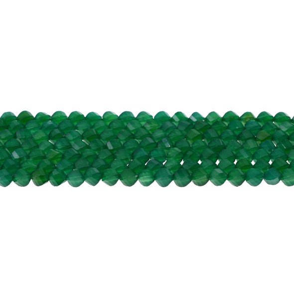 Green Onyx Round Swirl Faceted Diamond Cut 6mm - Loose Beads