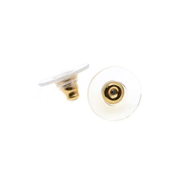 Stainless Steel - Earring Back with Plastic Disk Gold Plated - 50/Pack
