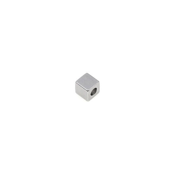 Stainless Steel - Cube Beads 4mm (ID. 2.0mm) - 100/Pack