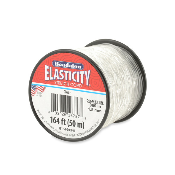 Elasticity Stretch Cord, 1.5 mm / .060 in, Clear, 50 m / 164 ft