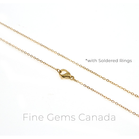 Stainless Steel - 1.2mm Oval Flat Chain Necklace - 45cm (17.75 Inches) - Gold Plated