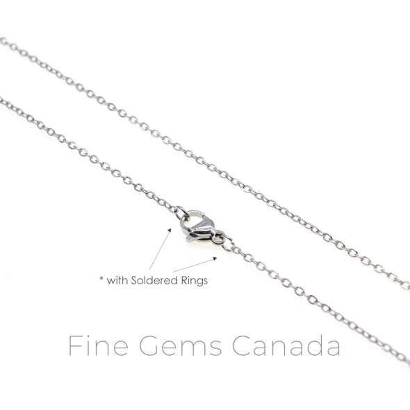 Stainless Steel - 1.6mm Oval Flat Chain Necklace - 50cm (19.75 Inches) - 5/Pack