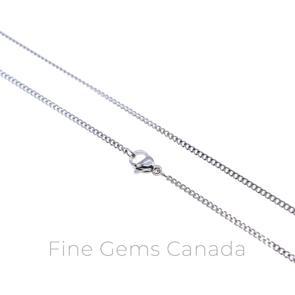 Stainless Steel - 1.8mm Thick Cuban Flat Chain Necklace - 50cm (19.75 Inches)