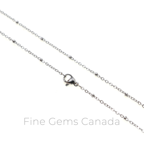 Stainless Steel - 1.6mm Satellite Oval Flat Chain Necklace - 45cm (17.75 Inches)