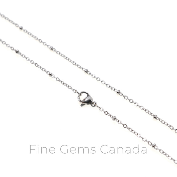 Stainless Steel - 1.6mm Satellite Oval Flat Chain Necklace - 50cm (19.75 Inches)