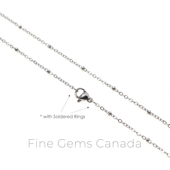 Stainless Steel - 1.6mm Satellite Oval Flat Chain Necklace - 50cm (19.75 Inches) - 5/Pack