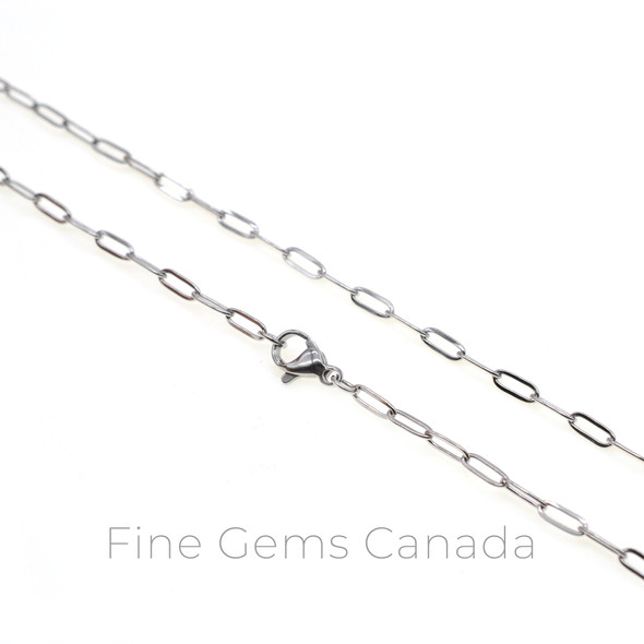 Stainless Steel - 2.5x6.5mm Paper Clip Chain Necklace - 50cm (19.75 Inches) - 5/Pack