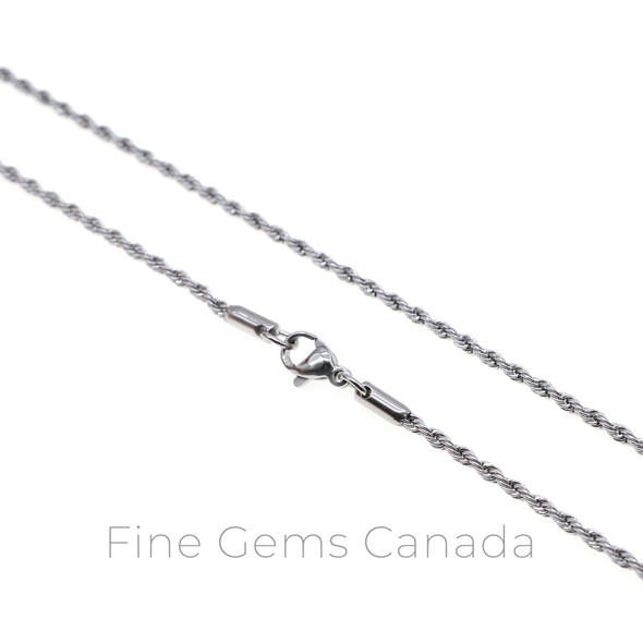 Stainless Steel - 2.1mm Rope Chain Necklace - 50cm (19.75 Inches) - 5/Pack