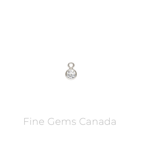 3mm White CZ Charm - 6/Pack - 925 Sterling Silver