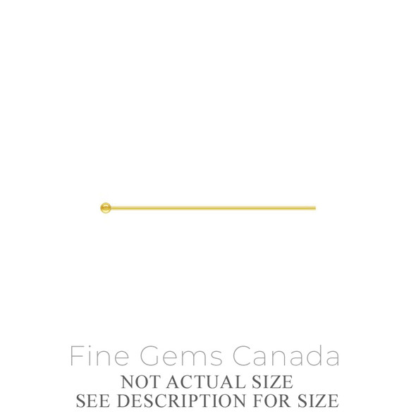 14K Gold Vermeil - 20mm Ball Headpin (0.6mm wire) - 20/Pack