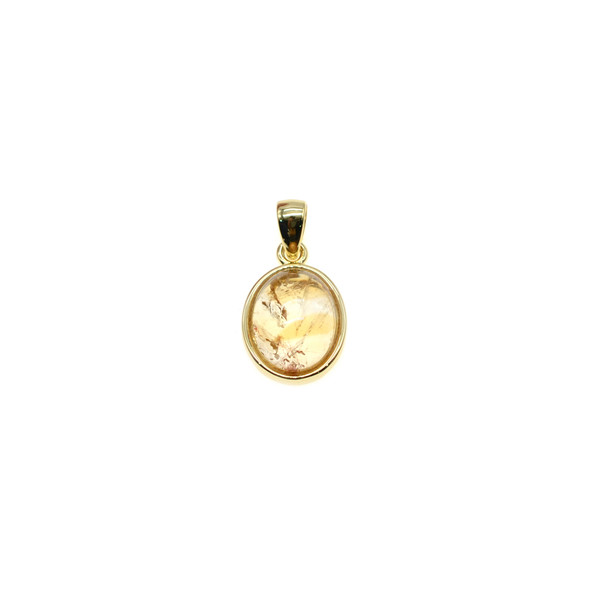 8x10mm Oval Citrine Pendant (Gold Plated)