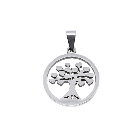 22mm Stainless Steel Tree of Life Circle Charm