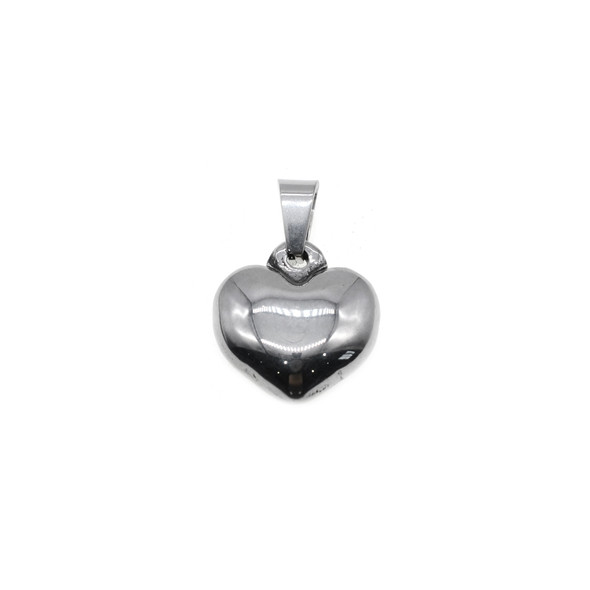 15mm Stainless Steel Puff Heart Charm